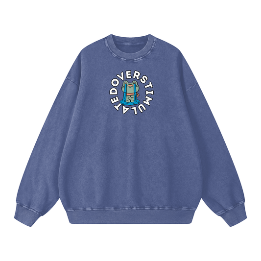 Overstimulated Frog Acid Wash Oversize Sweatshirt