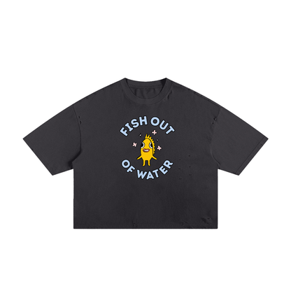 Funny Fish Unisex Classic Frayed Boxy Tee