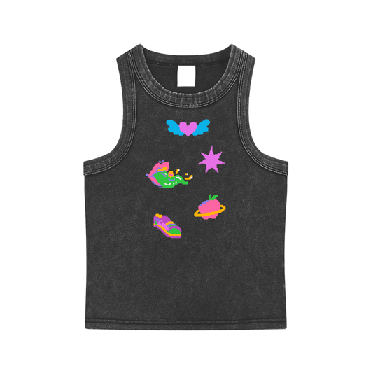 Game Icons Heart Snow Washed Tank Top