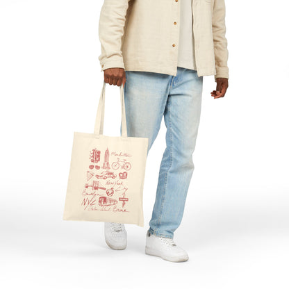 New York City Sketch Art Cotton Canvas Tote Bag