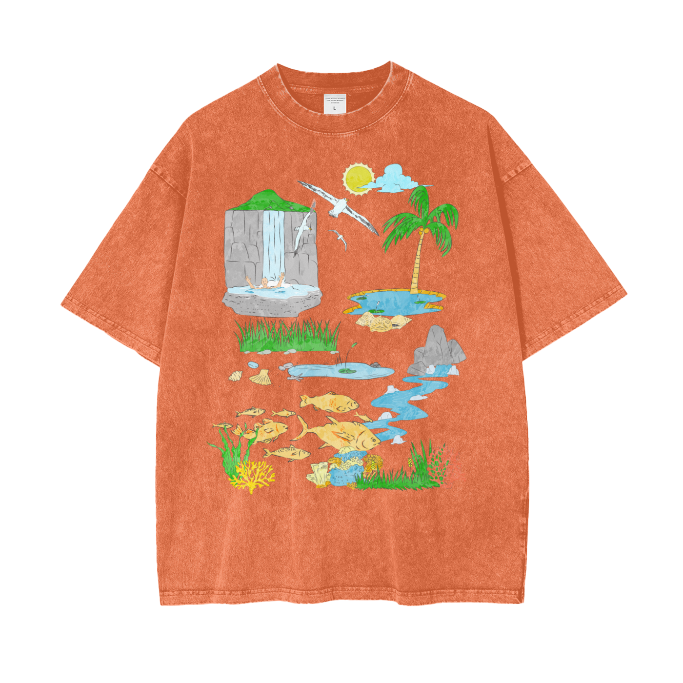 Tropical Island Unisex Oversize Snow Washed T-Shirt