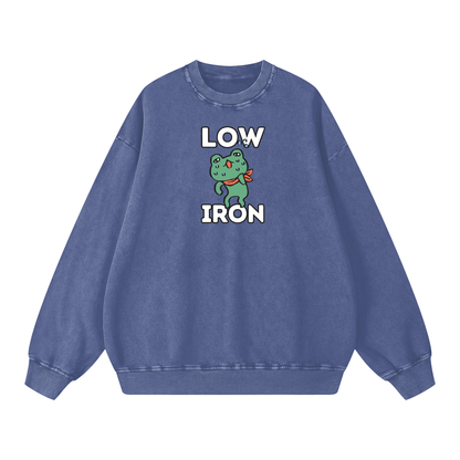 Low Iron Frog Acid Wash Oversize Sweatshirt