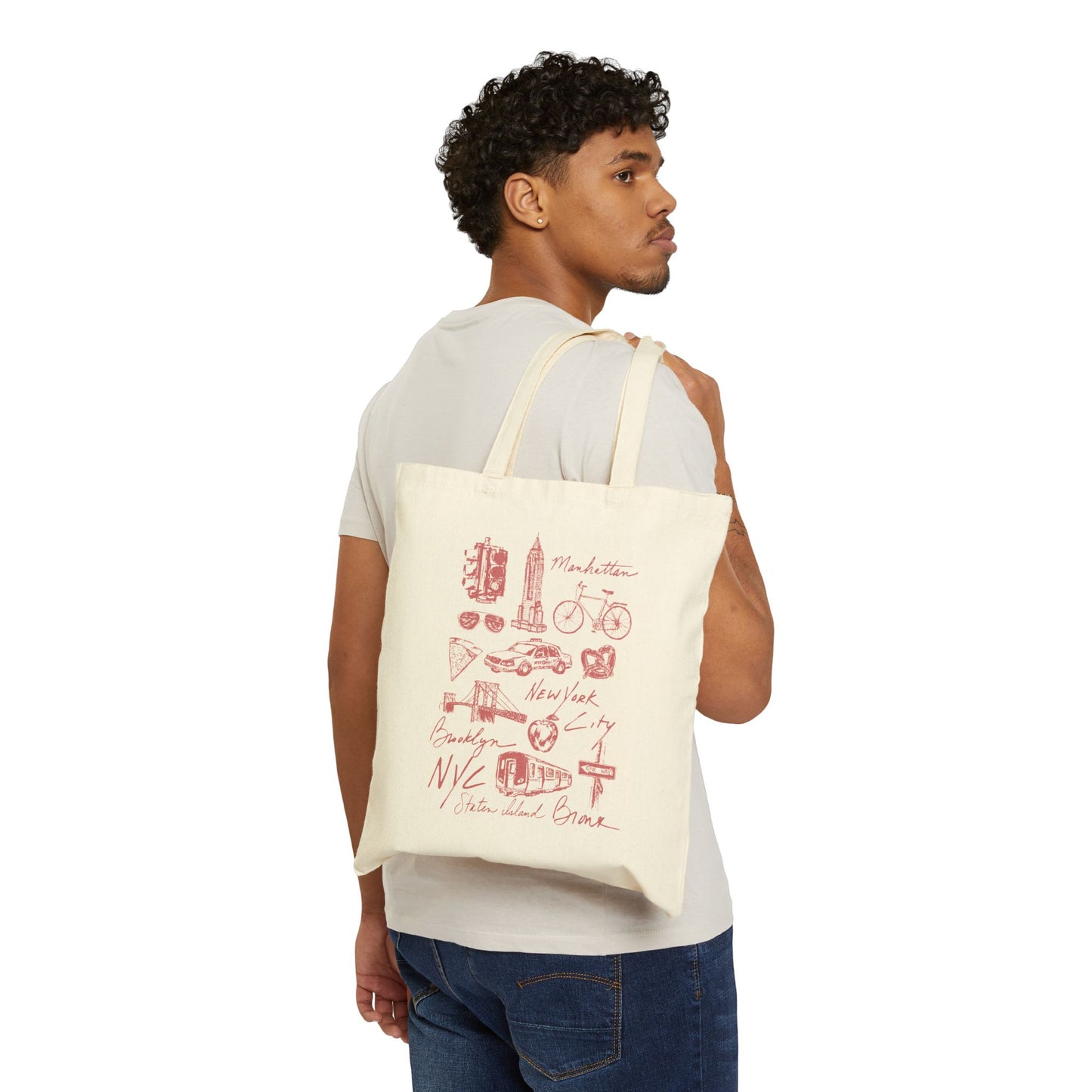 New York City Sketch Art Cotton Canvas Tote Bag