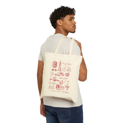 New York City Sketch Art Cotton Canvas Tote Bag