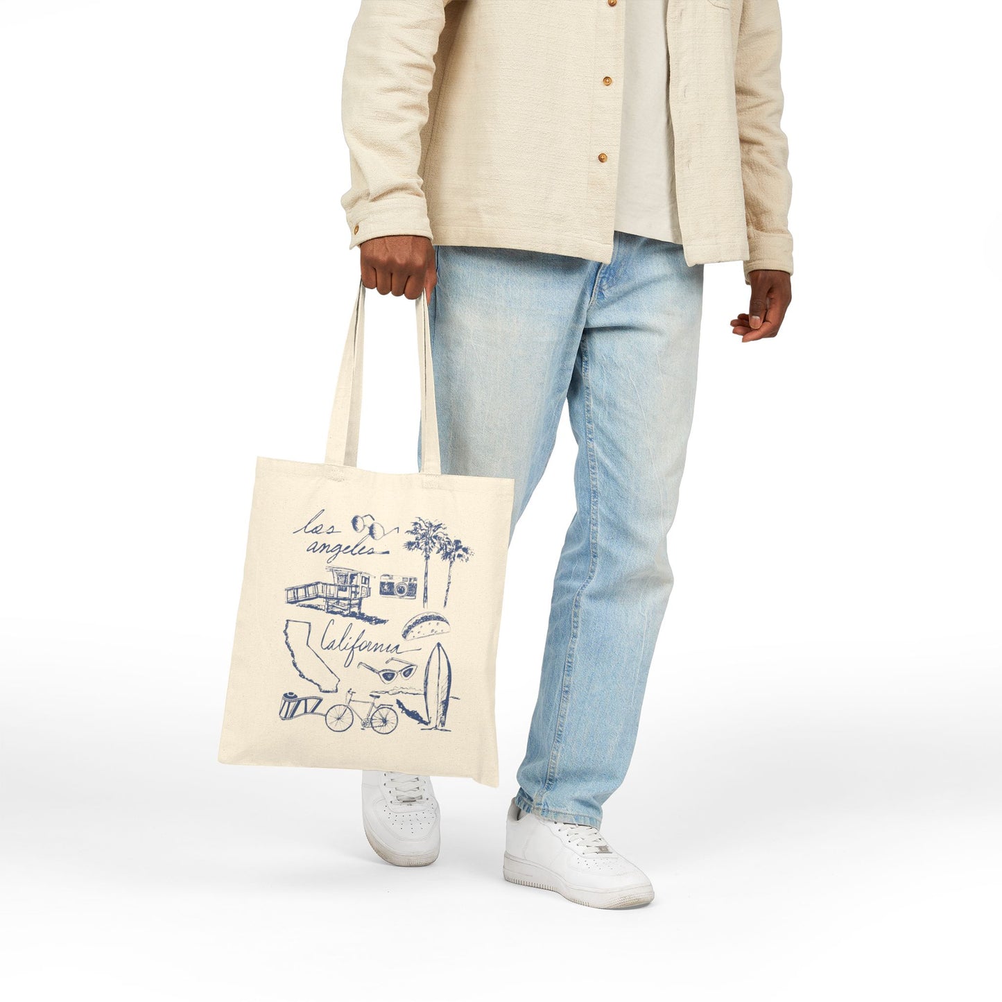 Los Angeles Cali Sketch Art Cotton Canvas Tote Bag