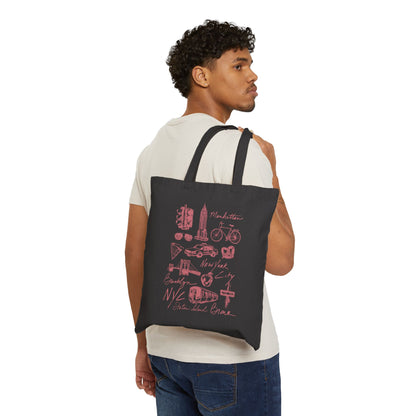 New York City Sketch Art Cotton Canvas Tote Bag