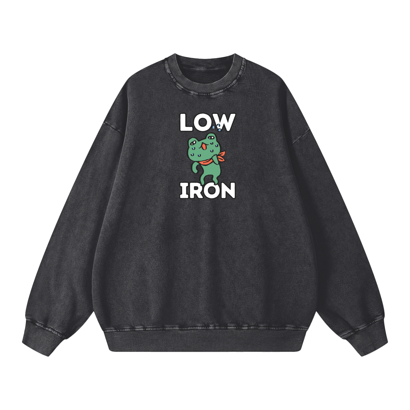 Low Iron Frog Acid Wash Oversize Sweatshirt