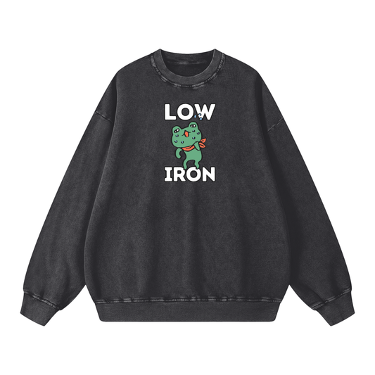 Low Iron Frog Acid Wash Oversize Sweatshirt