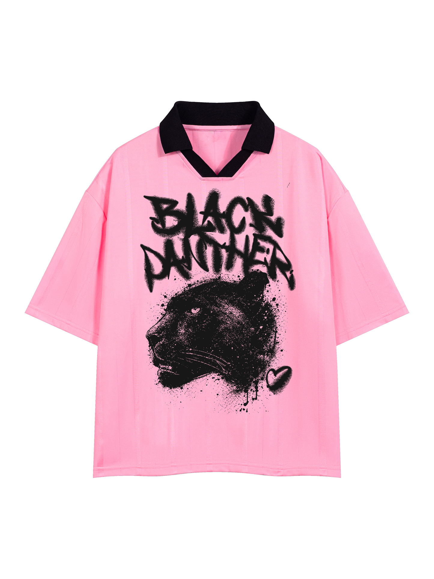 Black Panther Unisex Striped Collar Boxy Sport Jersey