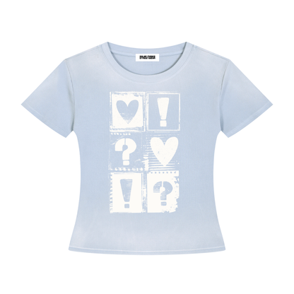 Heart Marks Grunge Punk Sun-Fade Washed T-Shirt