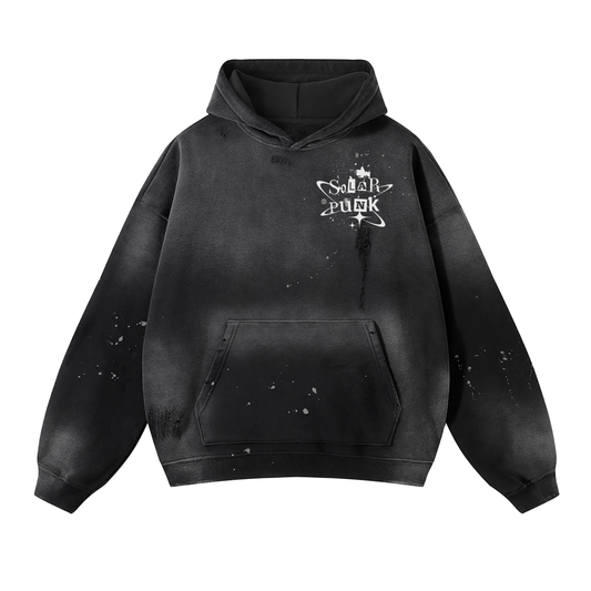 Solar Punk (FRT/BCK)Emo Goth Vintage Wash Fleece Hoodie