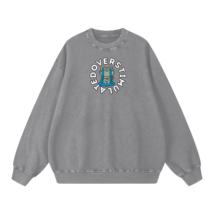 Overstimulated Frog Acid Wash Oversize Sweatshirt