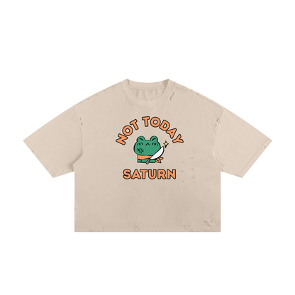 Not Today Frog Unisex Classic Frayed Boxy Tee
