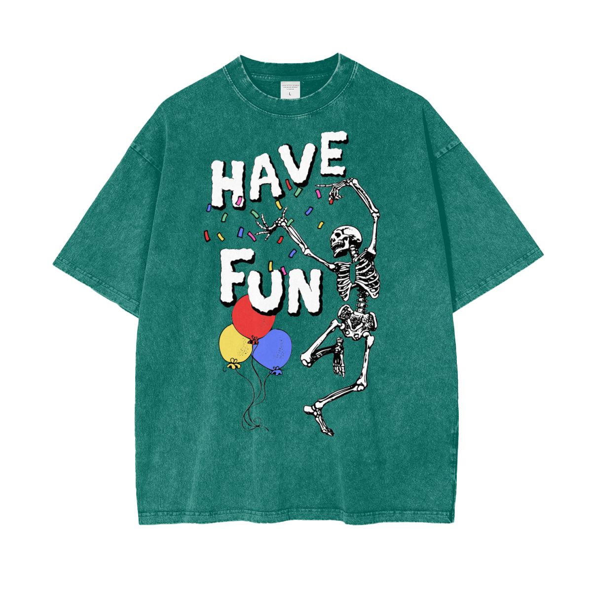 Fun Skeleton Unisex Oversize Snow Washed T-Shirt