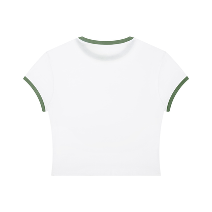 Bubble Pop Retro Women's Slim Fit Color Rib T-Shirt