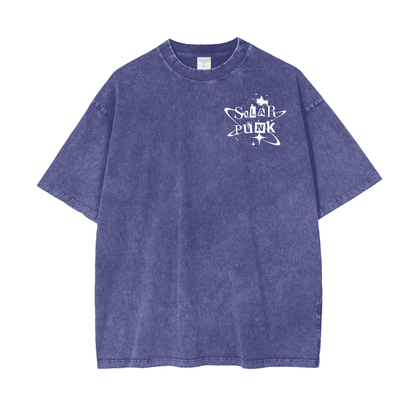 Solar Punk Rising Frt/Bck Oversize Snow Washed T-Shirt