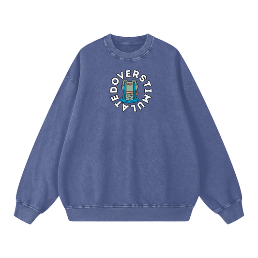 Overstimulated Frog Acid Wash Oversize Sweatshirt