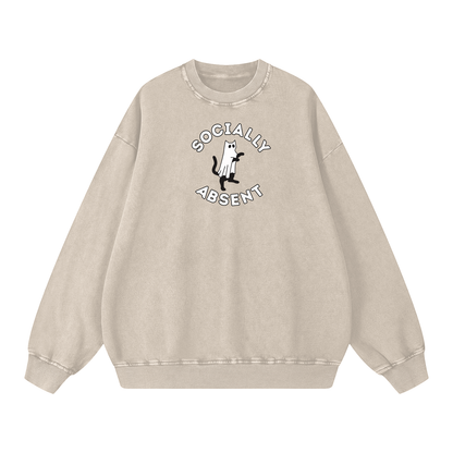 Ghost Cat Acid Wash Oversize Sweatshirt