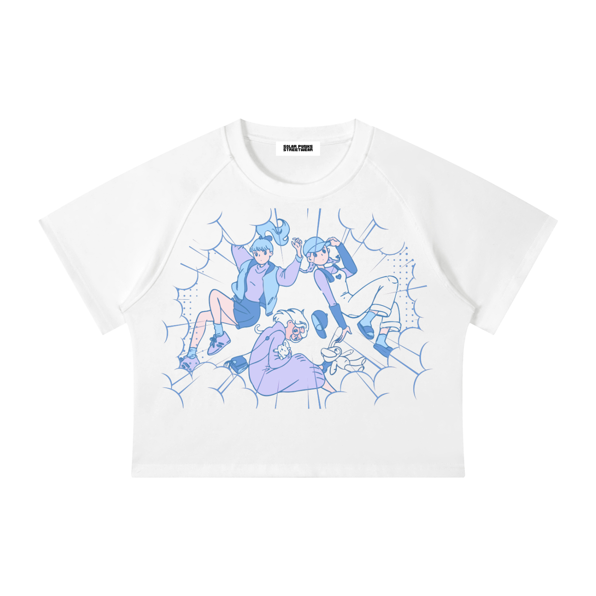 Anime Cloud Girls Women's Mineral Wash Raglan Crop T-Shirt