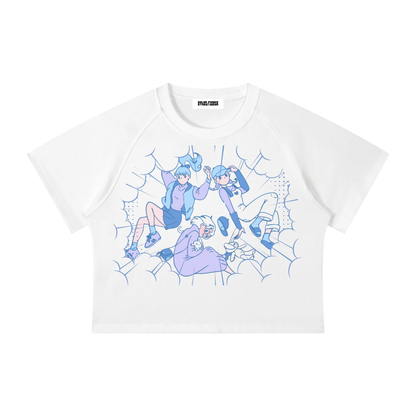 Anime Cloud Girls Women's Mineral Wash Raglan Crop T-Shirt