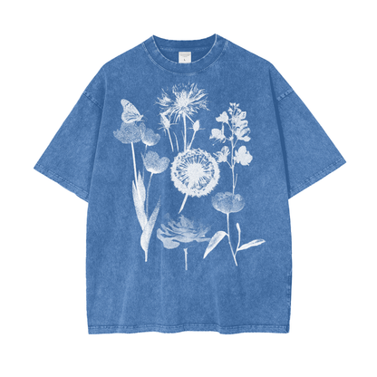 Film Flowers Unisex Oversize Snow Washed T-Shirt