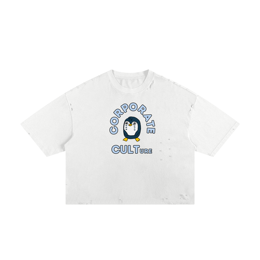 Corp Cult Penguin Unisex Classic Frayed Boxy Tee