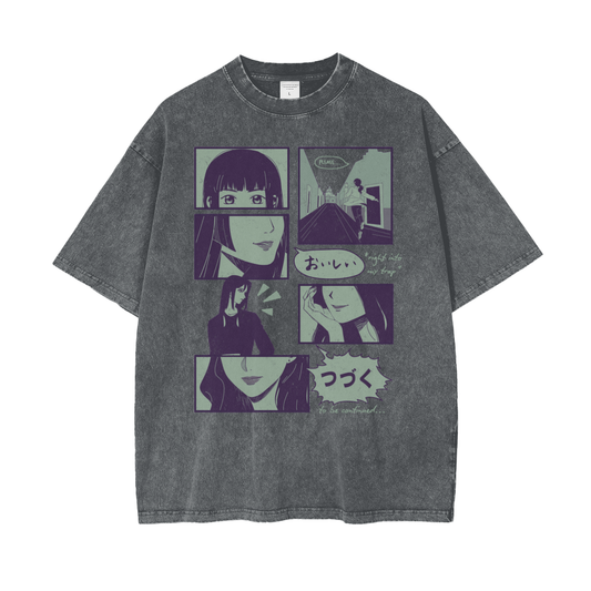 Anime Manga Unisex Oversize Snow Washed T-Shirt