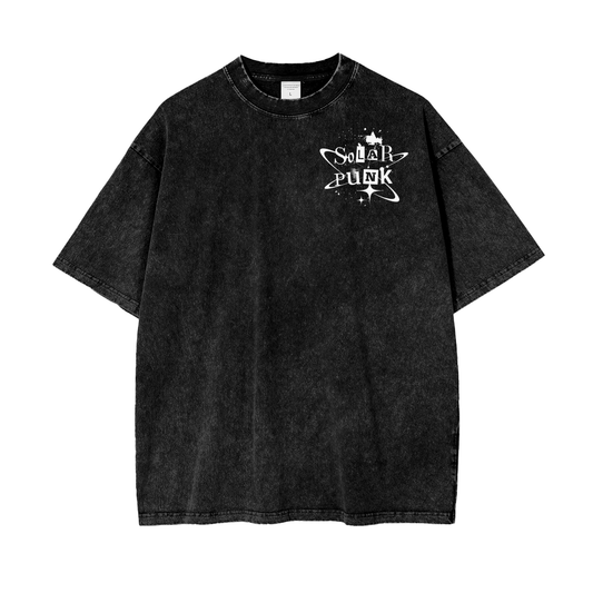 SolarPunk (FRT/BK) Emo Goth Unisex Oversize Snow Washed T-Shirt