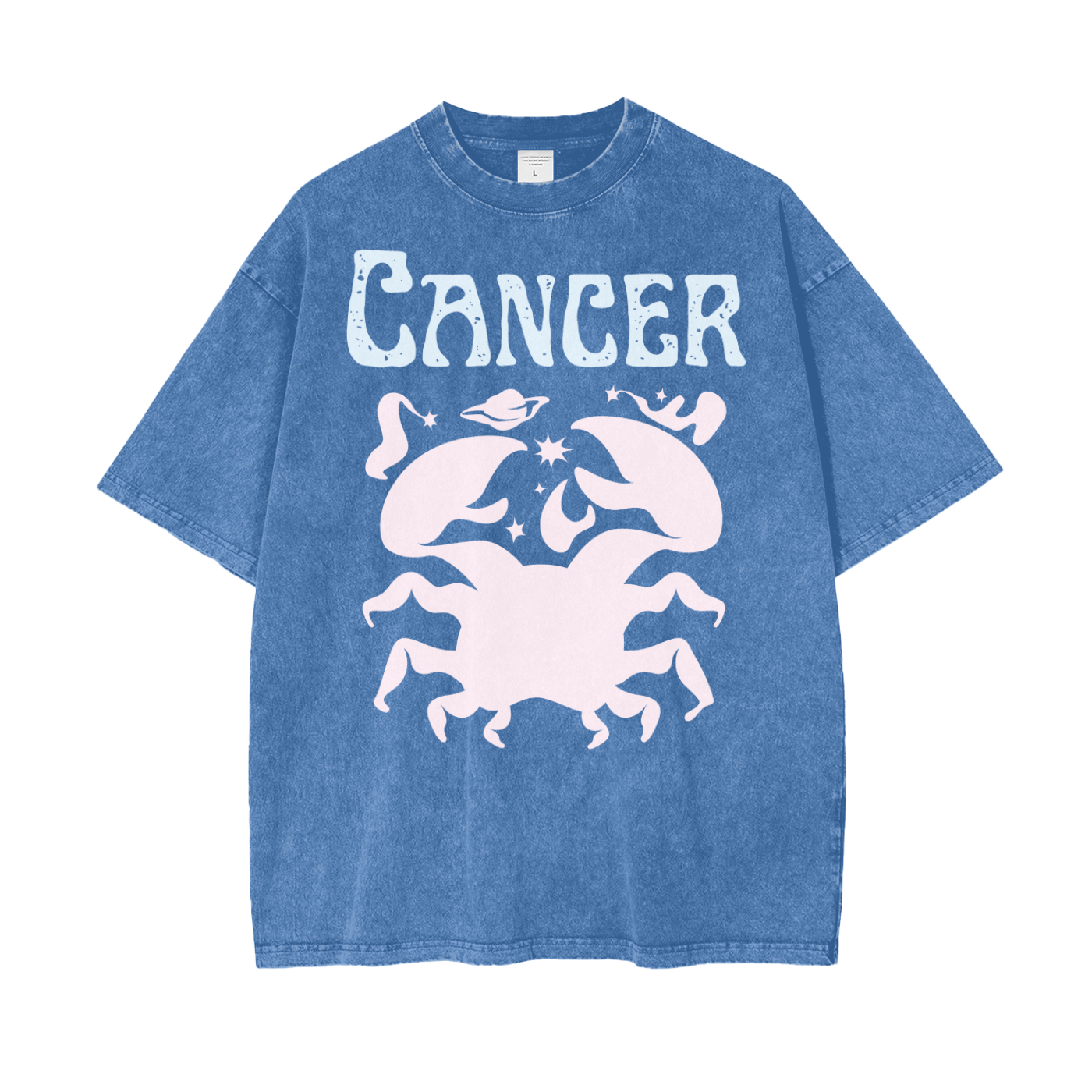 Zodiac Cancer Psychedelic Snow Washed T-Shirt