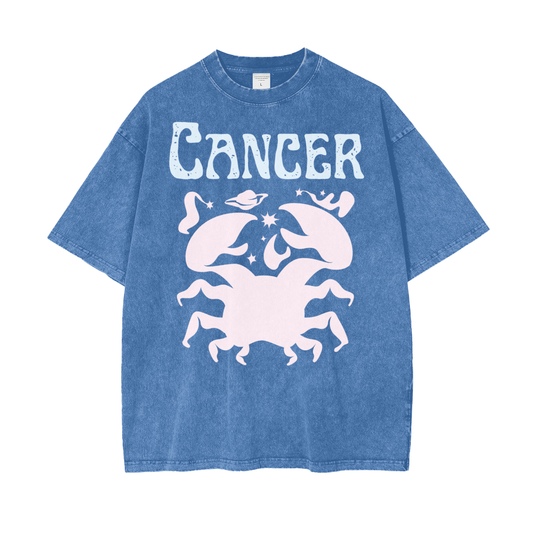 Zodiac Cancer Psychedelic Snow Washed T-Shirt