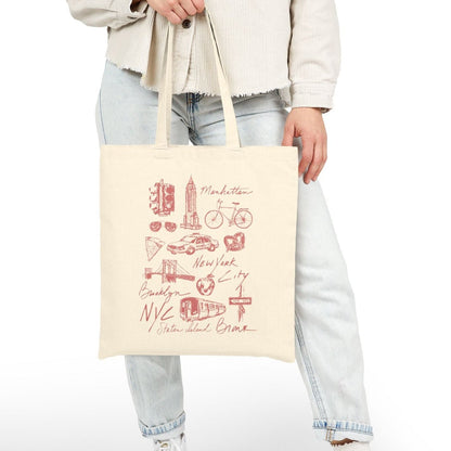 New York City Sketch Art Cotton Canvas Tote Bag