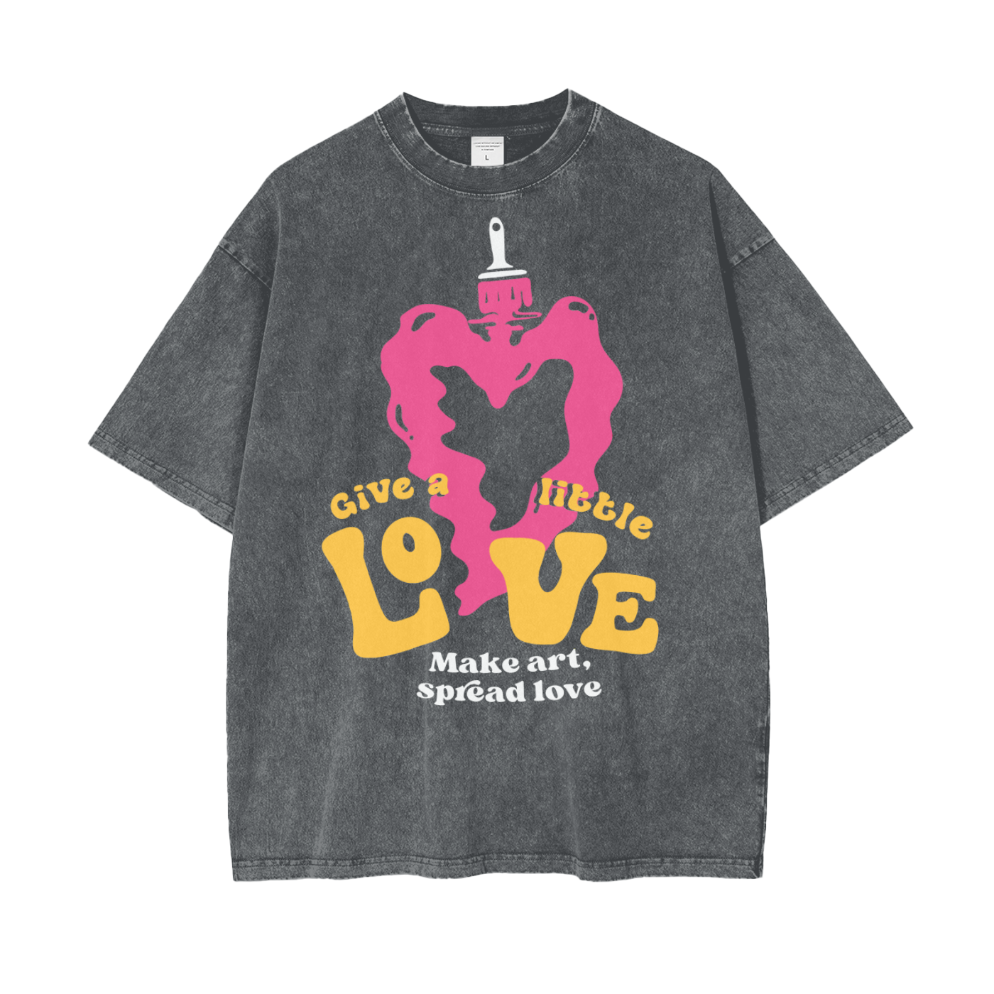 Spread Art Love Unisex Oversize Snow Washed T-Shirt
