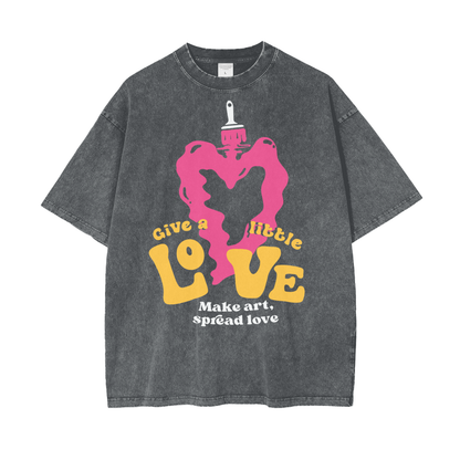 Spread Art Love Unisex Oversize Snow Washed T-Shirt