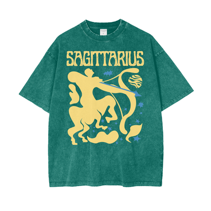 Zodiac Sagittarius Psychedelic Snow Washed T-Shirt