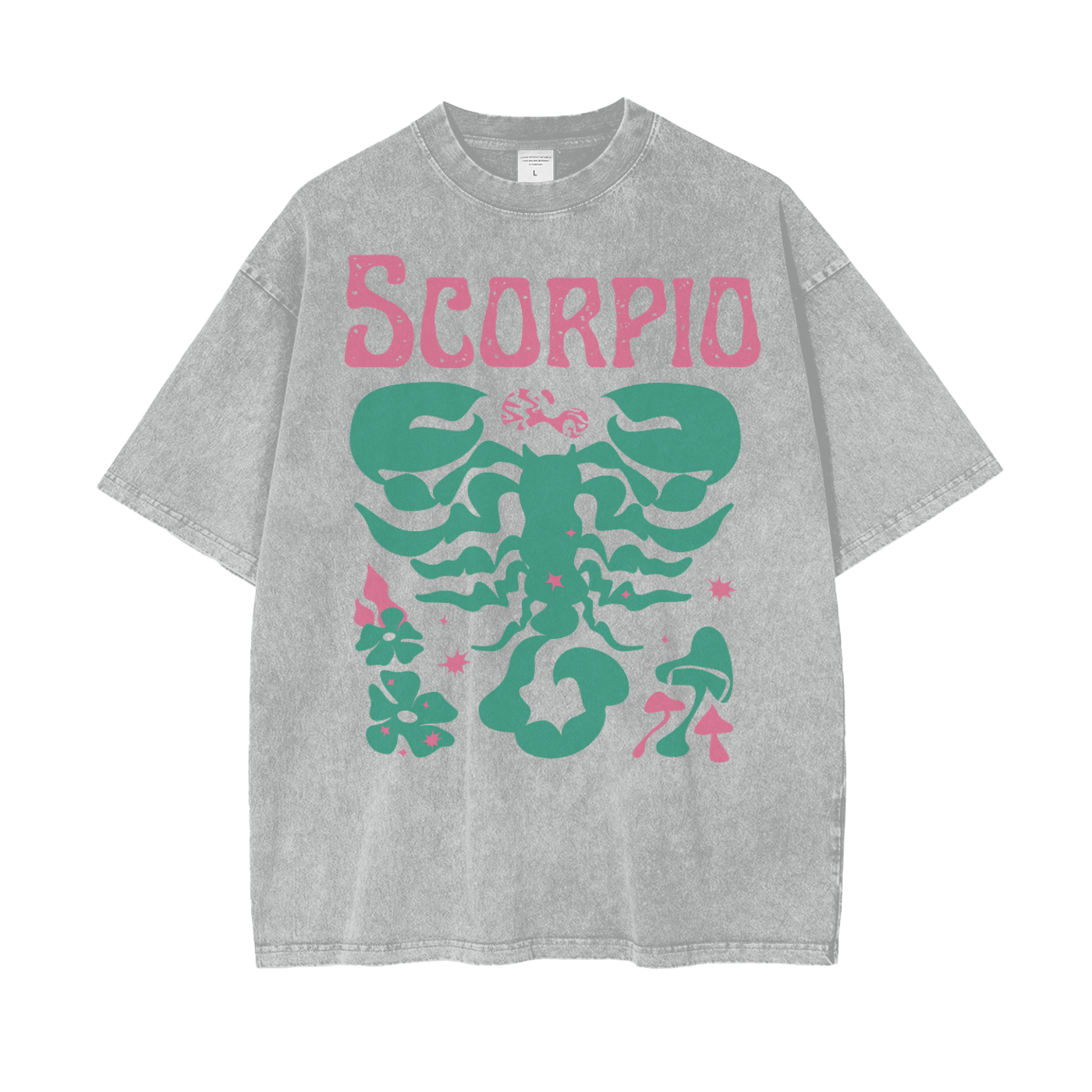 Zodiac Scorpio Psychedelic Unisex Oversized Snow Washed T-Shirt