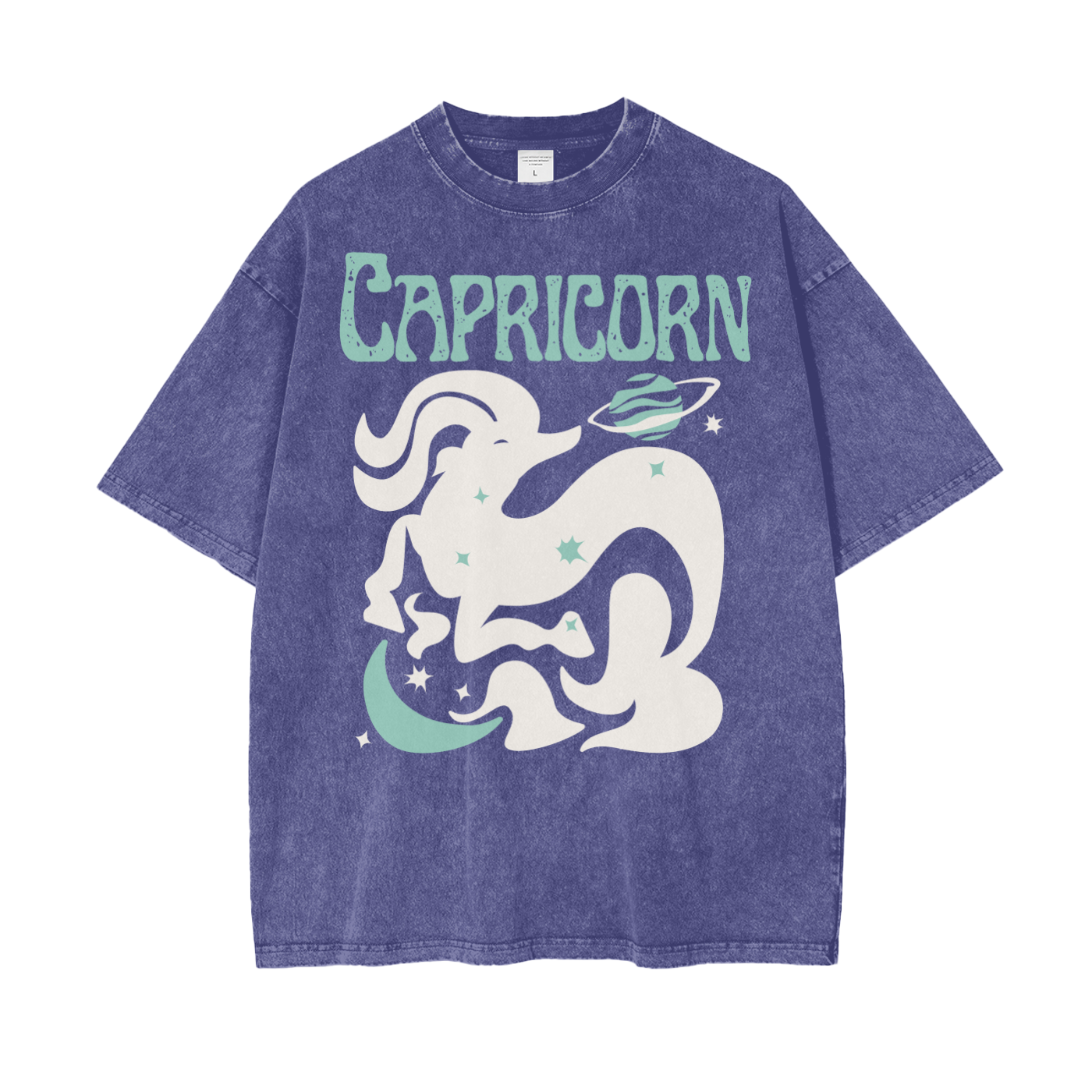 Zodiac Capricorn Psychedelic Snow Washed T-Shirt