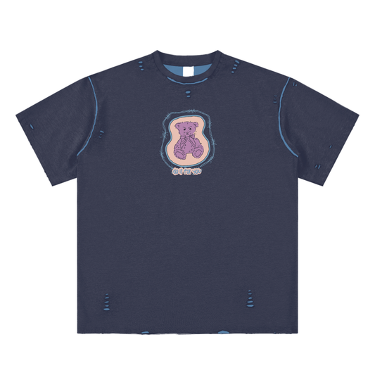 Teddy Bear,A Unisex Reversible Frayed T-shirt
