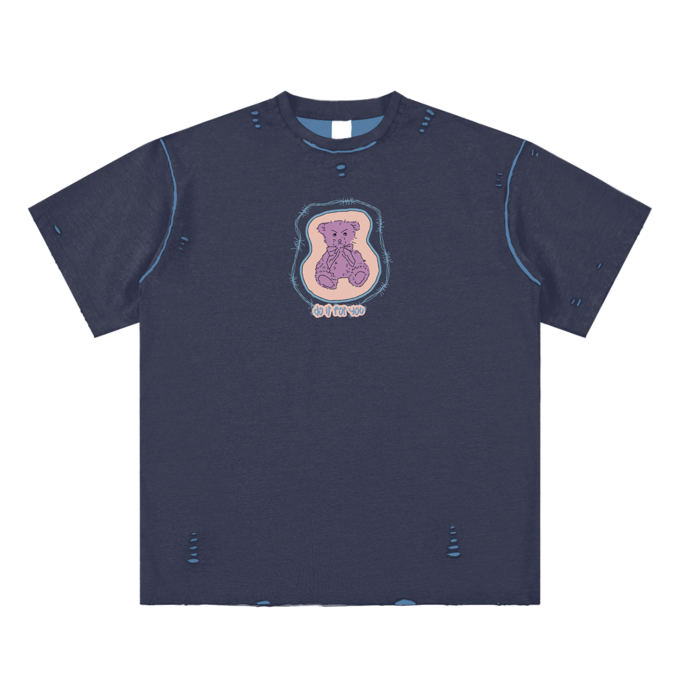 Teddy Bear,A Unisex Reversible Frayed T-shirt