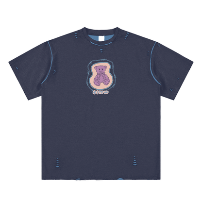 Teddy Bear,A Unisex Reversible Frayed T-shirt