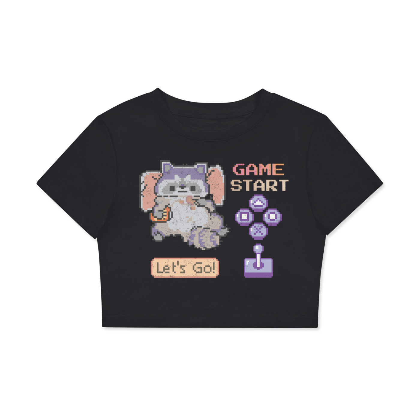 Raccoon Game Petite Cotton Crop Top