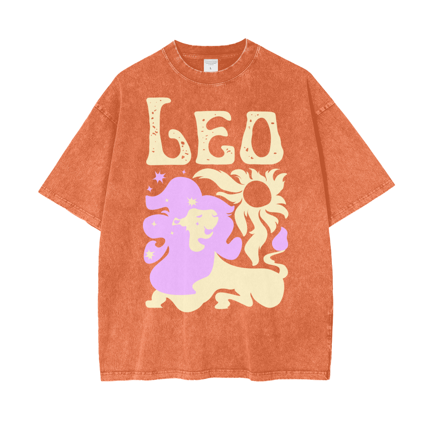 Zodiac Leo Psychedelic Unisex Oversize Snow Washed T-Shirt