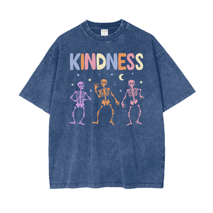 Kind Skeletons Unisex Oversize Snow Washed T-Shirt