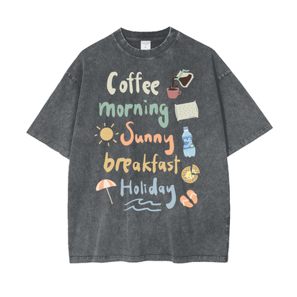 Morning Coffee Unisex Oversize Snow Washed T-Shirt