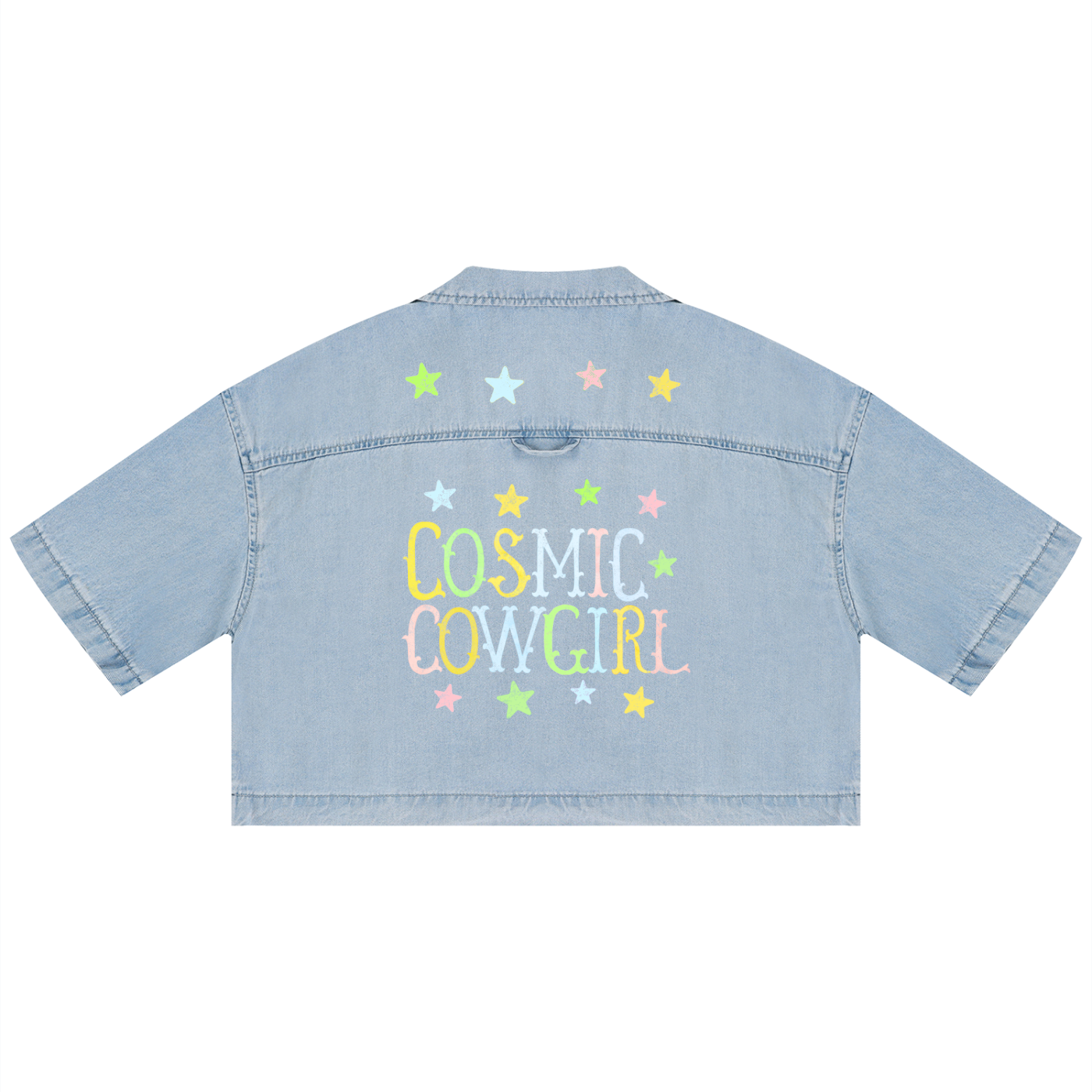 Cosmic Cowgirl Vintage Wash Boxy Crop Button Down T-Shirt