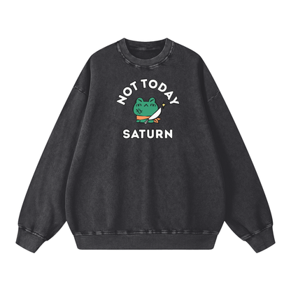 Not Today Frog Unisex Acid Wash Oversize Sweatshirt