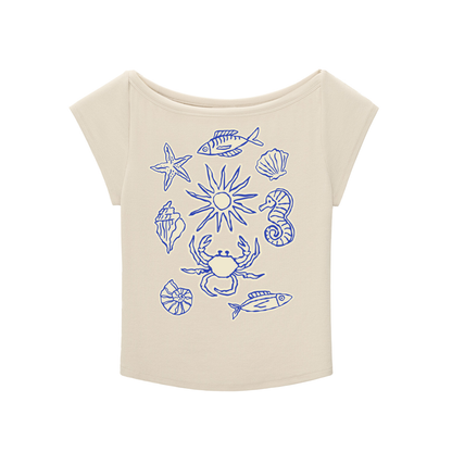 The Beach Wide Neck Slub T-shirt