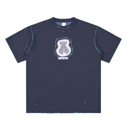 Teddy Bear,B Unisex Reversible Frayed T-shirt
