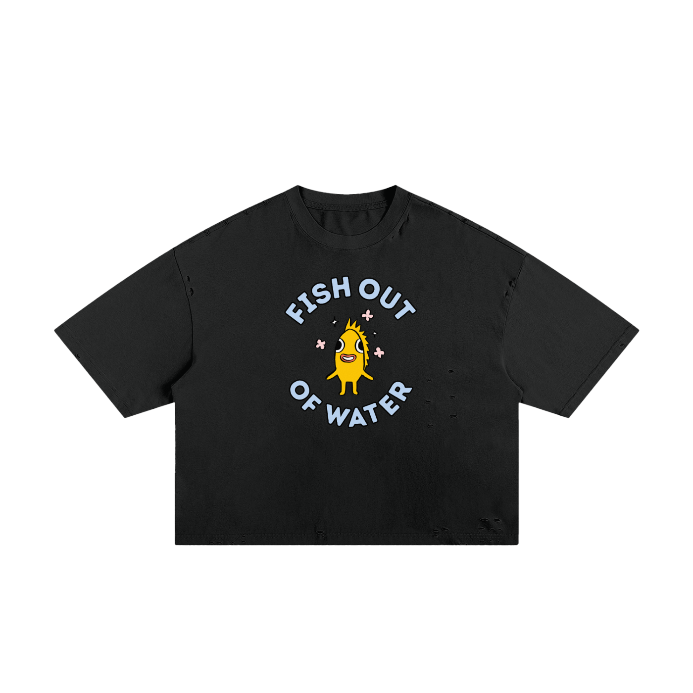 Funny Fish Unisex Classic Frayed Boxy Tee
