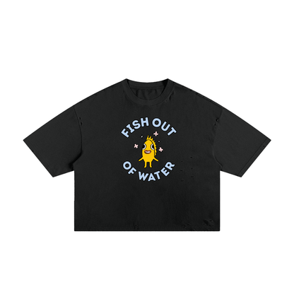 Funny Fish Unisex Classic Frayed Boxy Tee