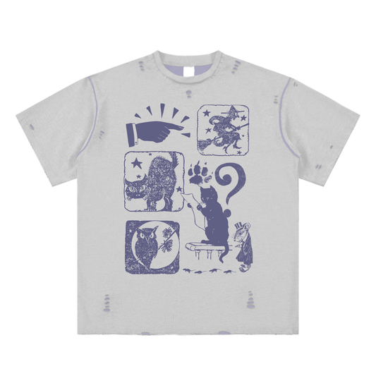 Cat & Mouse Games Unisex Reversible Frayed T-shirt